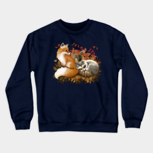 Fox, racoon and squirrel during autumn Crewneck Sweatshirt